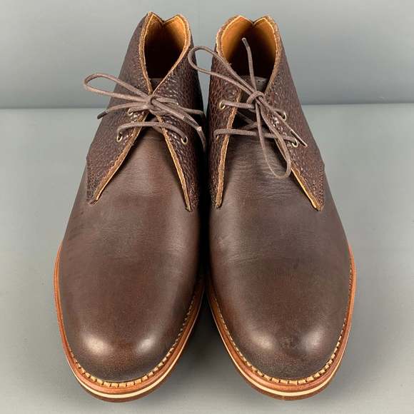 HELM Brown Leather Lace Up Chukka Boots - Picture 4 of 9
